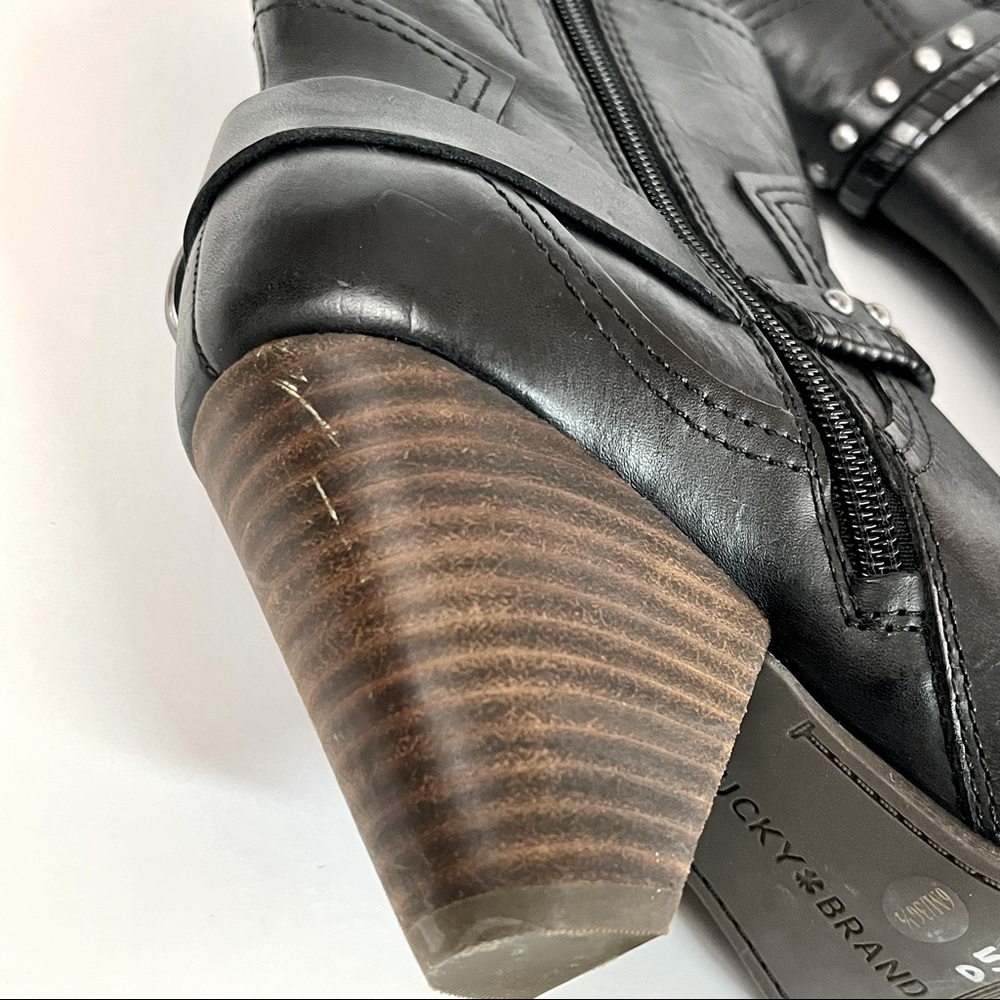Lucky Brand Majoko Black Leather Harness Boot Heeled Bootie Women’s Size 6 - Picture 7 of 15